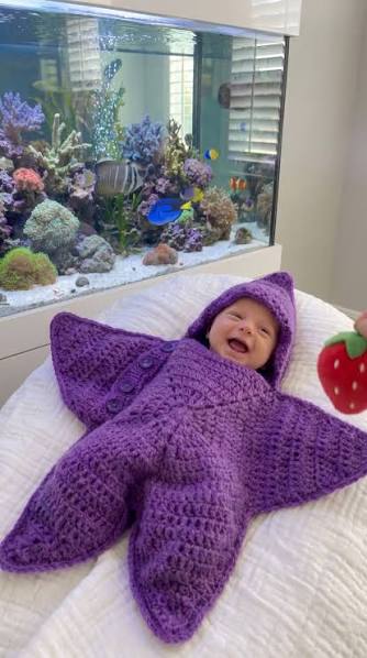 Handmade Crochet Baby Star Romper – Cozy Newborn Bunting Suit